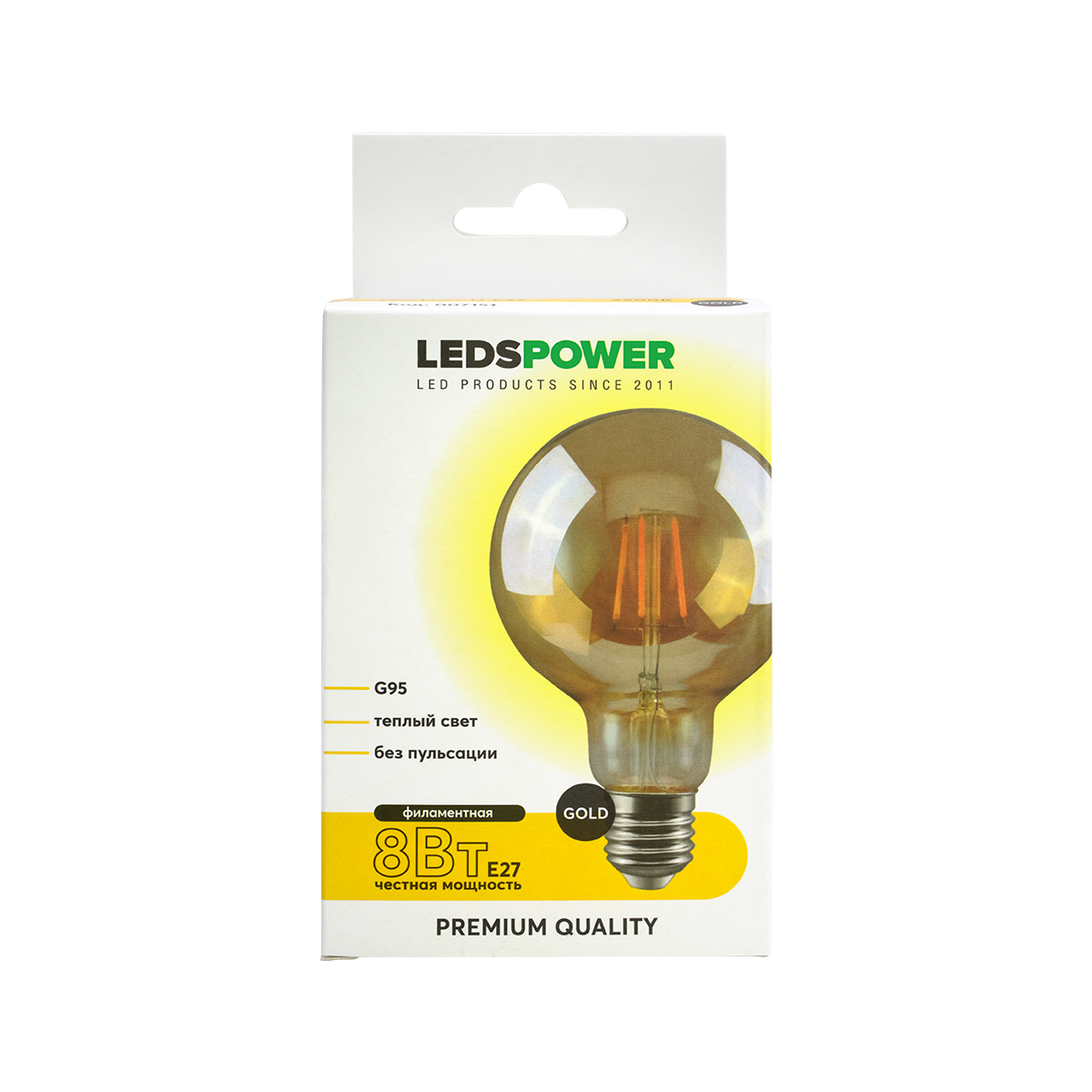 Светодиодная лампа LEDS POWER Filament GOLD G95 E27 8Вт 2500К 007151 в Санкт-Петербурге