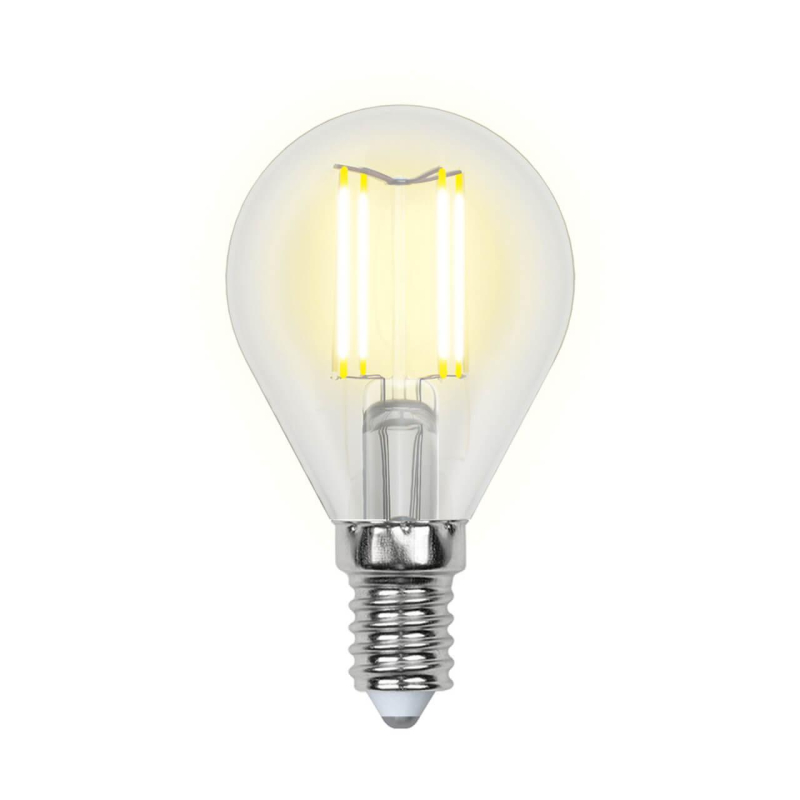 Лампа светодиодная филаментная (UL-00001371) Uniel E14 6W 4000K прозрачная LED-G45-6W/NW/E14/CL PLS02WH в Санкт-Петербурге