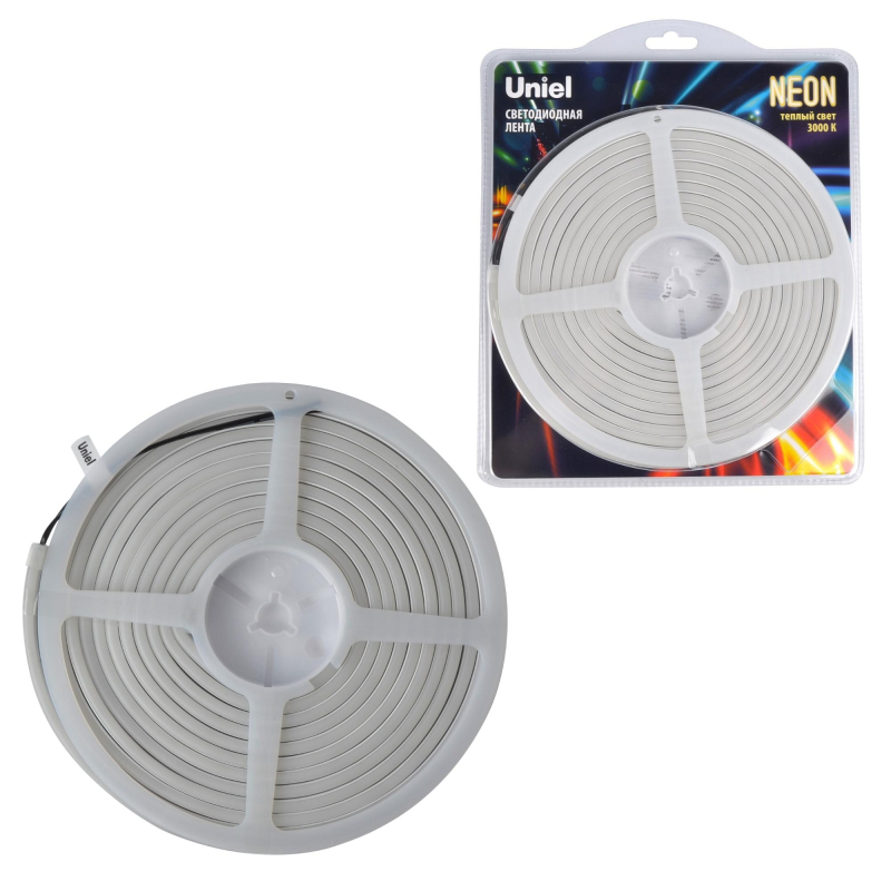 Светодиодная лента Uniel ULS-N01-2835-120LED/m-6mm-IP67-DC12V-9W/m-5M-3000K блистер в Санкт-Петербурге