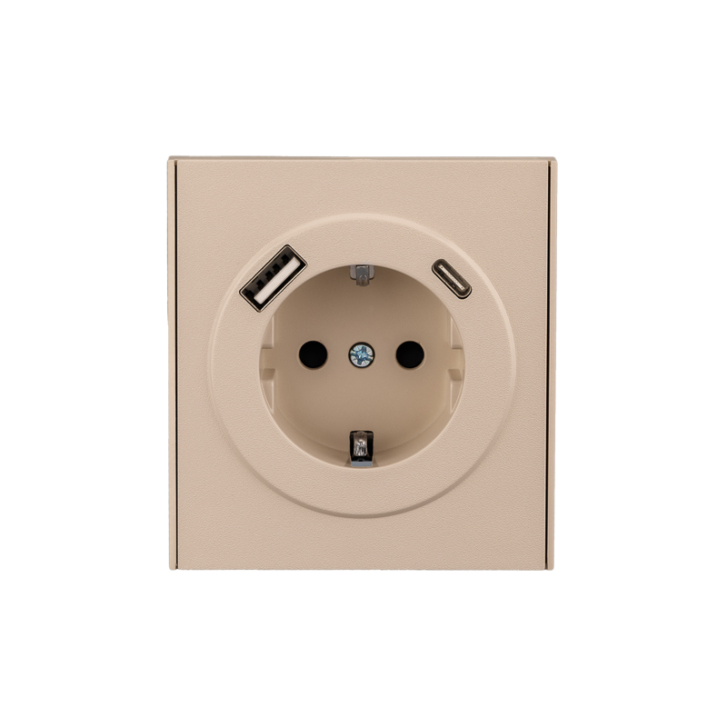 Розетка STRONG 1-ая с/з с/у з/ш 16А с USB A+C быстрой зарядки 5В/3А шелк KRANZ KR-78-0704-8 в #REGION_NAME_DECLINE_PP#