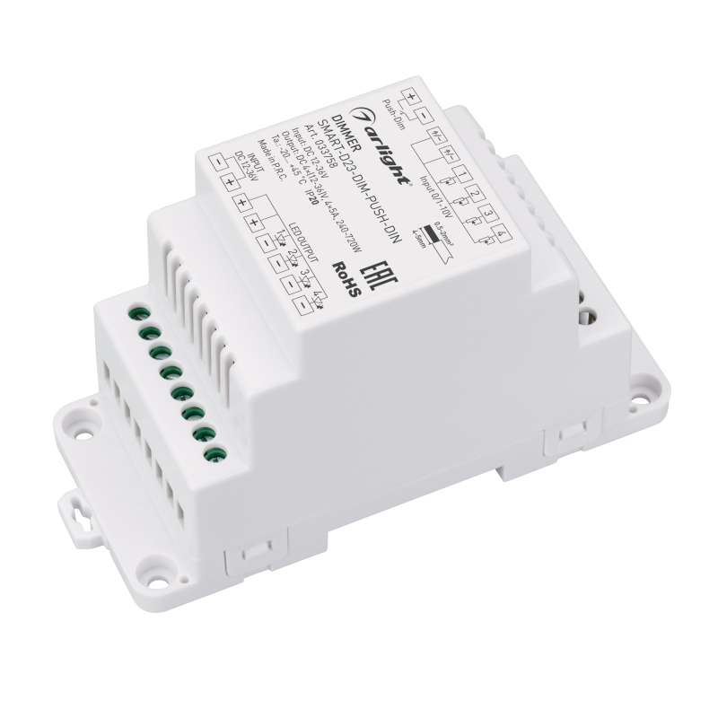 Диммер Arlight Smart-D23-Dim-Push-Din (12-36V, 4x5A, 0/1-10V) 033758 в Санкт-Петербурге