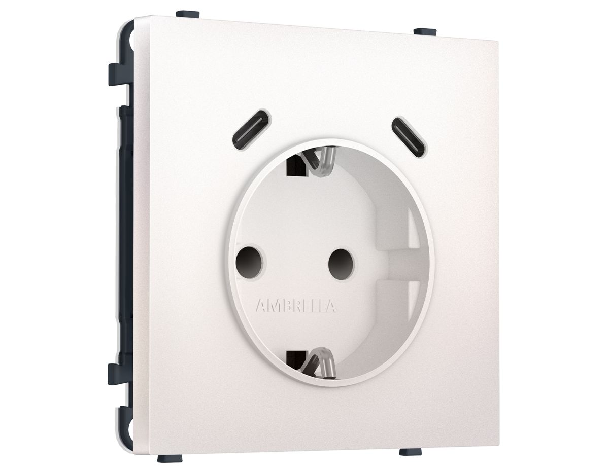Комплект механизма электрической розетки SIGMA Жемчуг 2USB С+C 20W Ambrella Volt MS210510 (SP2105, PR165) в Санкт-Петербурге