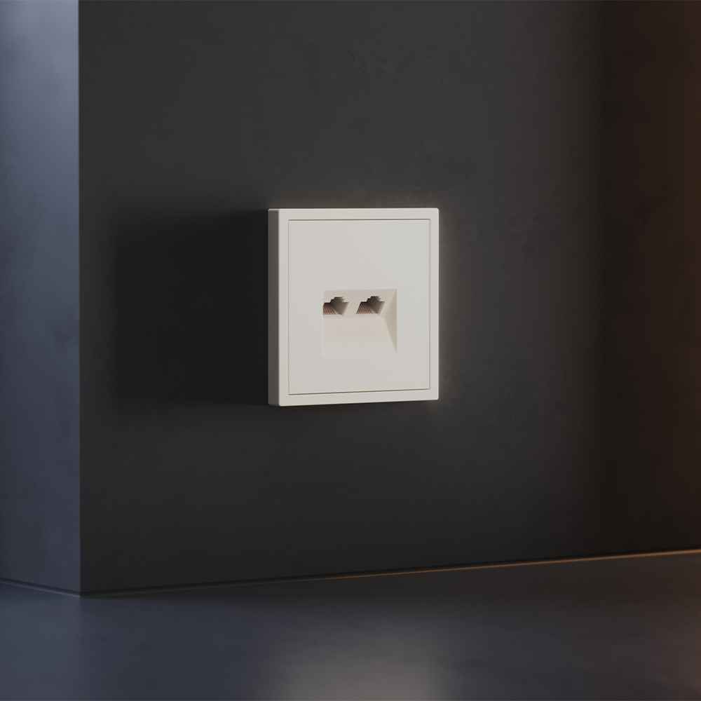 Накладка для розетки компьютерной двойной RJ45+RJ45 кат.6 Voltum S70 (хлопок) VLS001413 в Санкт-Петербурге