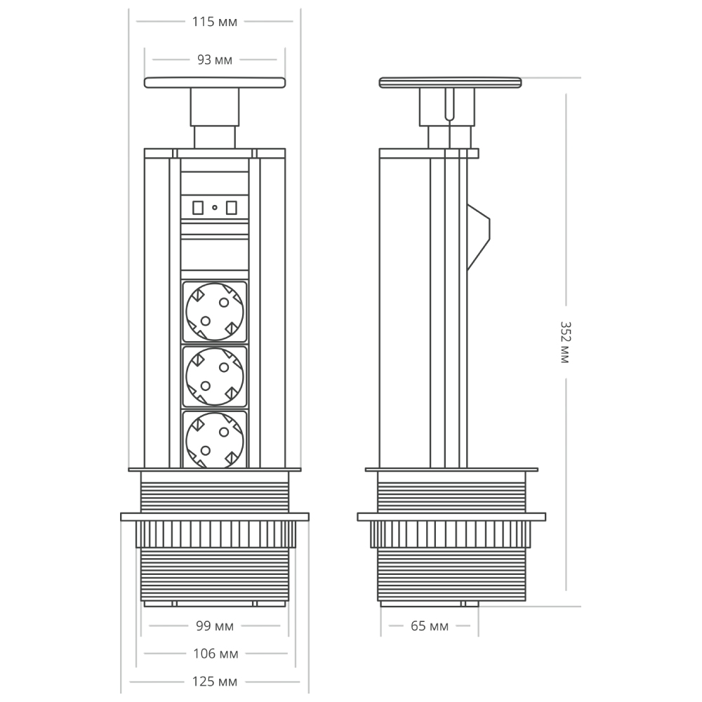 Блок розеток 12S (3 секции и 2 USB) Mebax 00-00001165 в Санкт-Петербурге