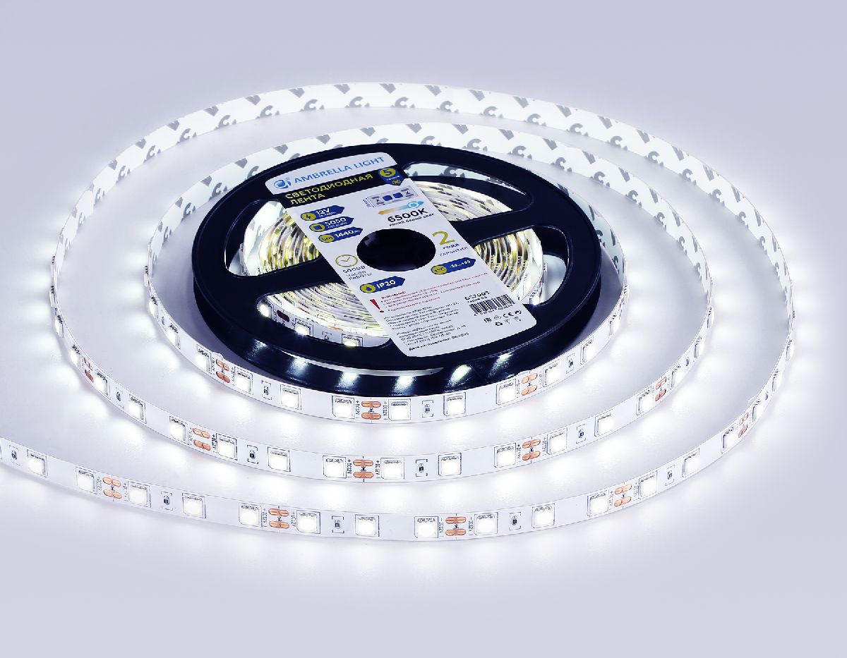 Светодиодная лента Ambrella Light LED Strip 12В 5050 14,4Вт/м 6500K 5м IP20 GS2003 в Санкт-Петербурге