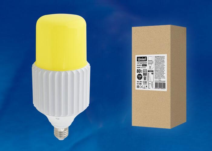 Лампа светодиодная сверхмощная (UL-00004080) Uniel E27 80W 4000K желтая LED-MP200-80W/4000K/E40/PH ALP06WH в Санкт-Петербурге