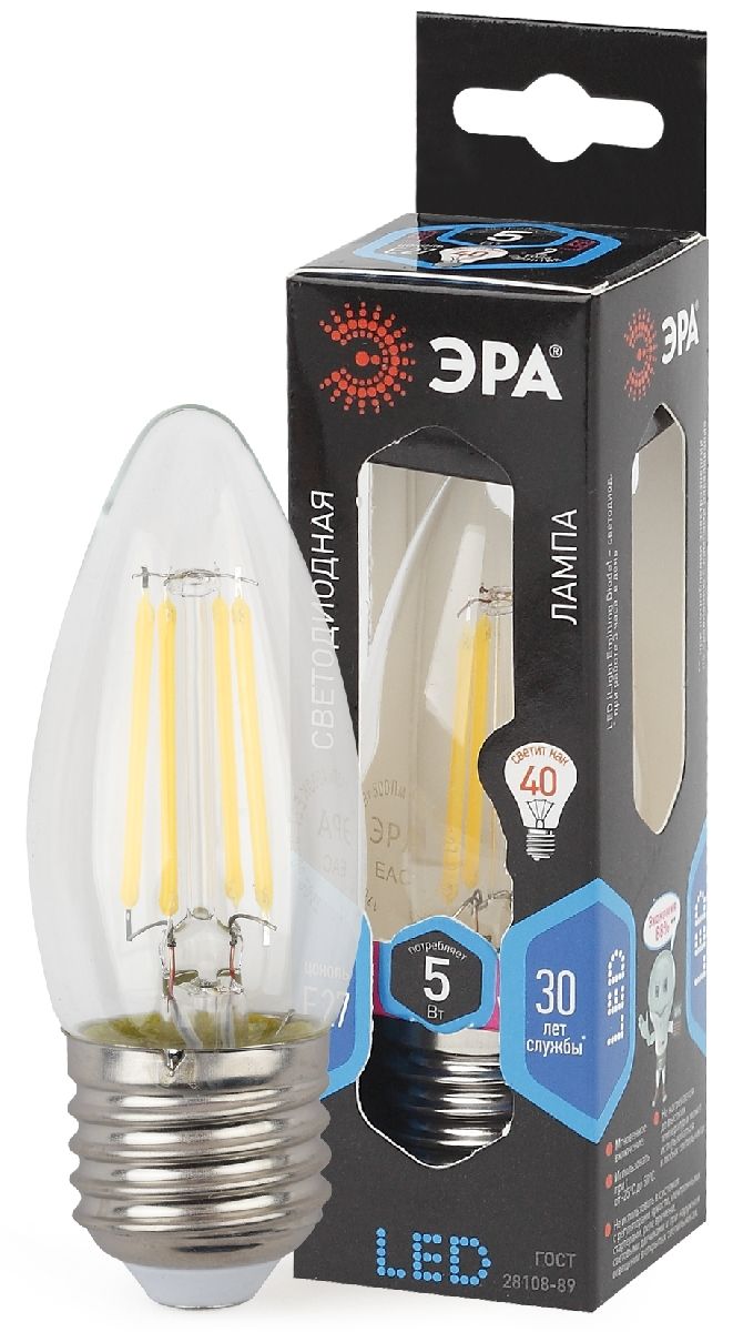 Лампа светодиодная Эра E27 5W 4000K F-LED B35-5W-840-E27 Б0027934 в Санкт-Петербурге