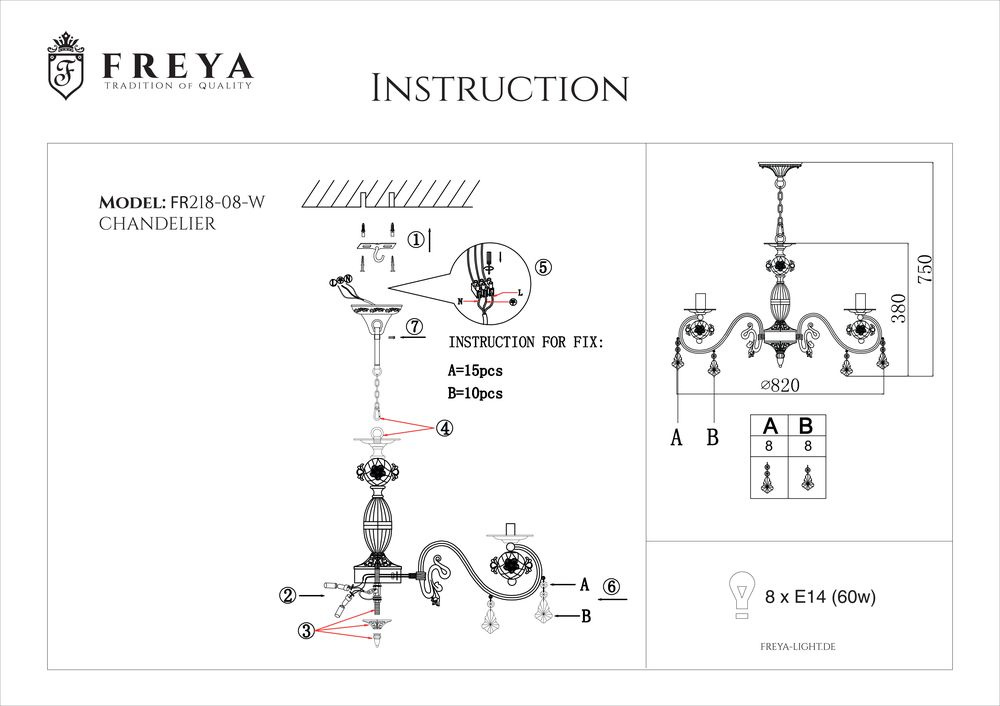 Подвесная люстра Freya Faberge FR3218-PL-08-WG в Санкт-Петербурге