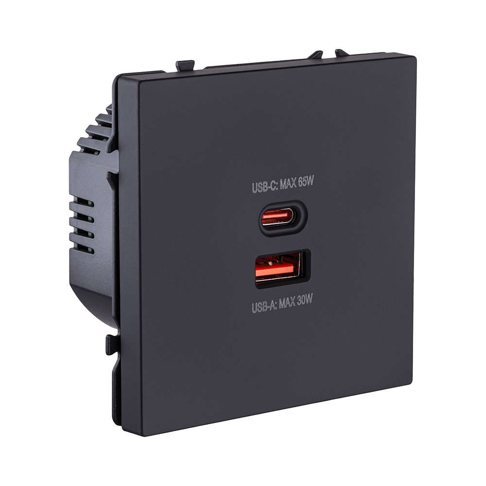 Розетка USB A+C 65W, черный матовый Kollinger Eclipse EC-024BK в #REGION_NAME_DECLINE_PP#