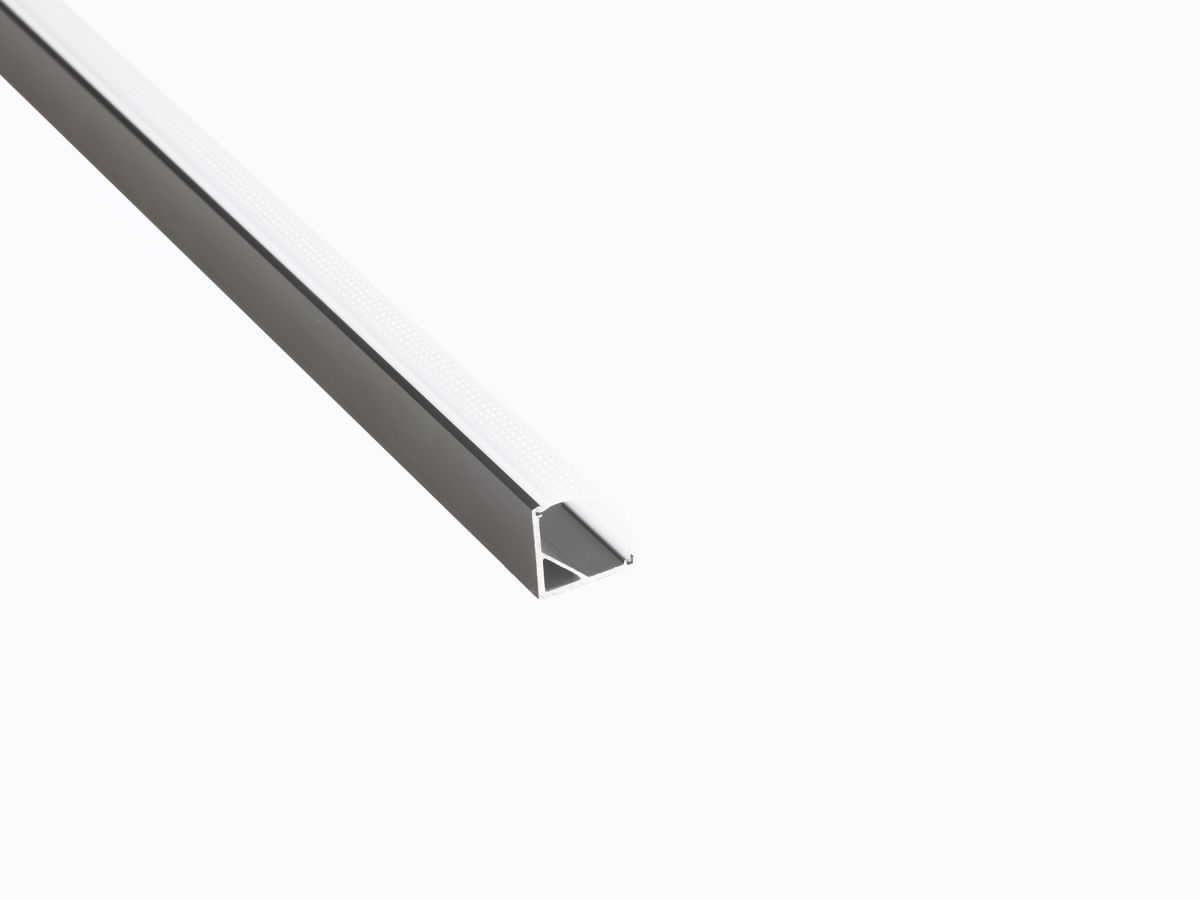 Профиль угловой LEDS POWER СПУ1616 алюм. черный с призм.рассеивателем 2м 008226 в Санкт-Петербурге