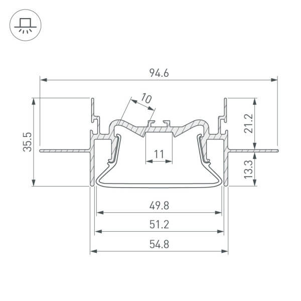 Алюминиевый профиль Arlight Foled-50-Ceil-Center-2000 035769 в Санкт-Петербурге