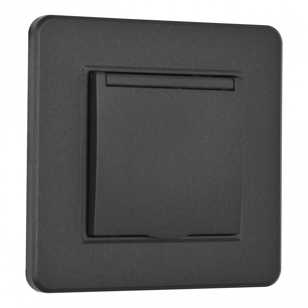 Комплект розетки с/з и шторками, защитной крышкой и рамкой Arte Milano SET16-1-41-1 black в Санкт-Петербурге