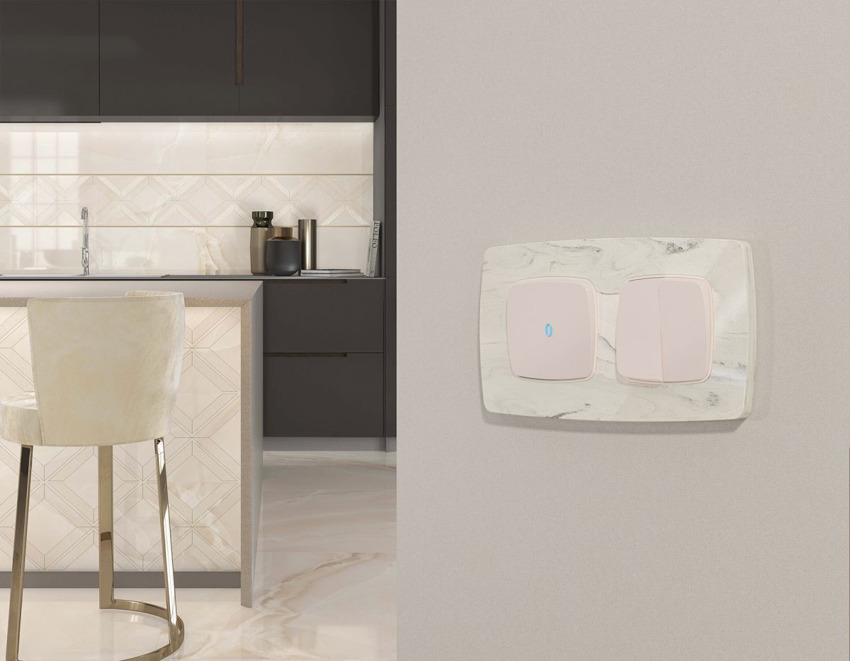 Комплект механизма 2-клавишного перекрестного выключателя Ambrella Volt 10A-250V OMEGA MO203030 Жемчуг QUANT (OP2030, VM125) в Санкт-Петербурге