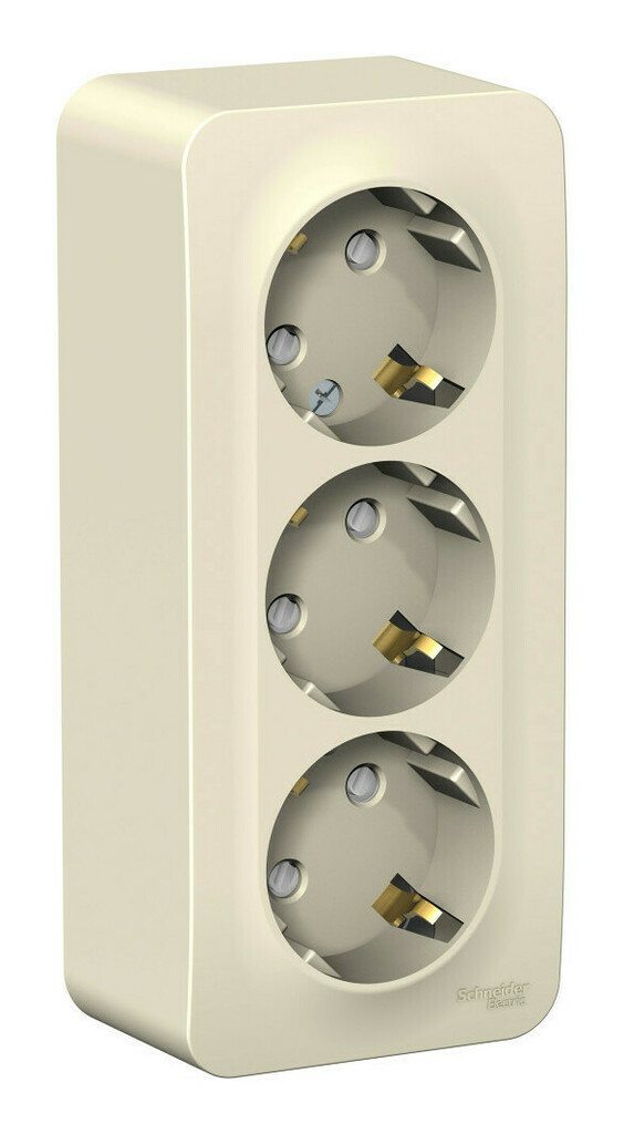 Розетка 3-ая с/з со шторками 16А, 250В, изолир. Пластина Systeme Electric Blanca наруж Молочная BLNRA011312 в Санкт-Петербурге