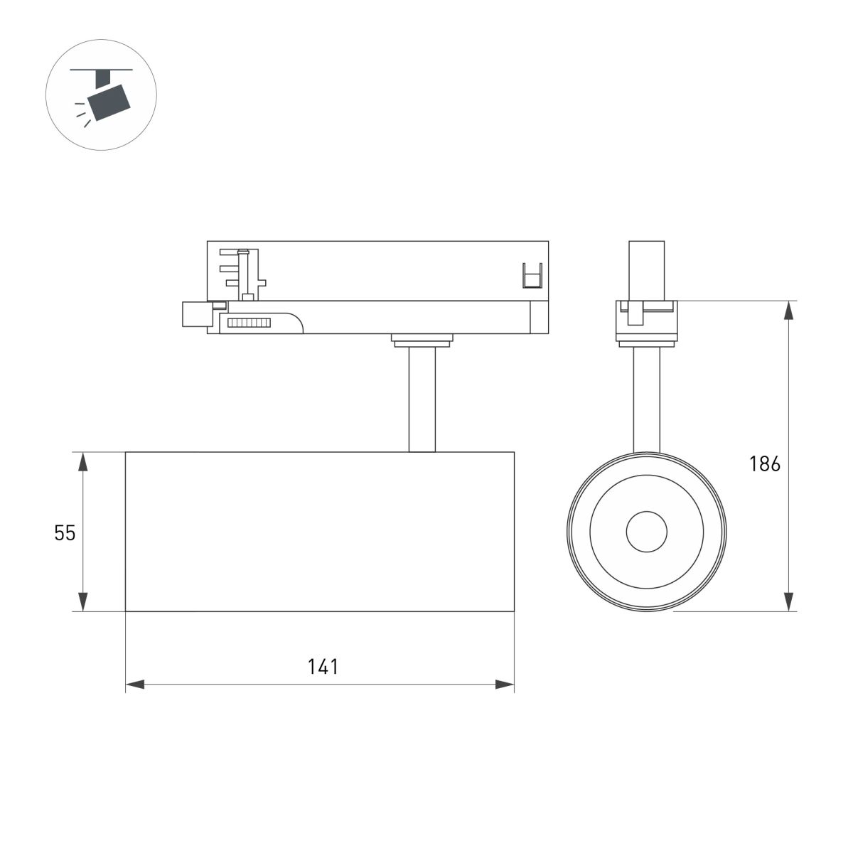 Трековый трехфазный светильник Arlight LGD-GERA-TRUECOLOR-4TR-R55-10W Day4000 CRI98 (Белый, 24 deg, 230V) (IP20 Металл) 059877 в Санкт-Петербурге