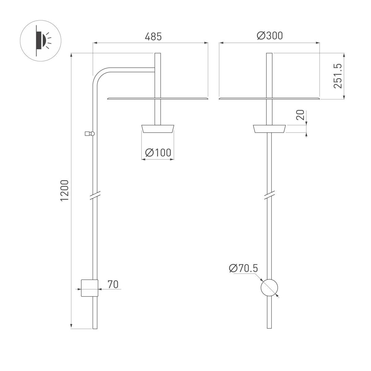 Бра Arlight SP-CAMPANA-WALL-L1200-9W Warm3000 (BK, 130 deg, 230V) (IP20 Металл) 059599 в Санкт-Петербурге
