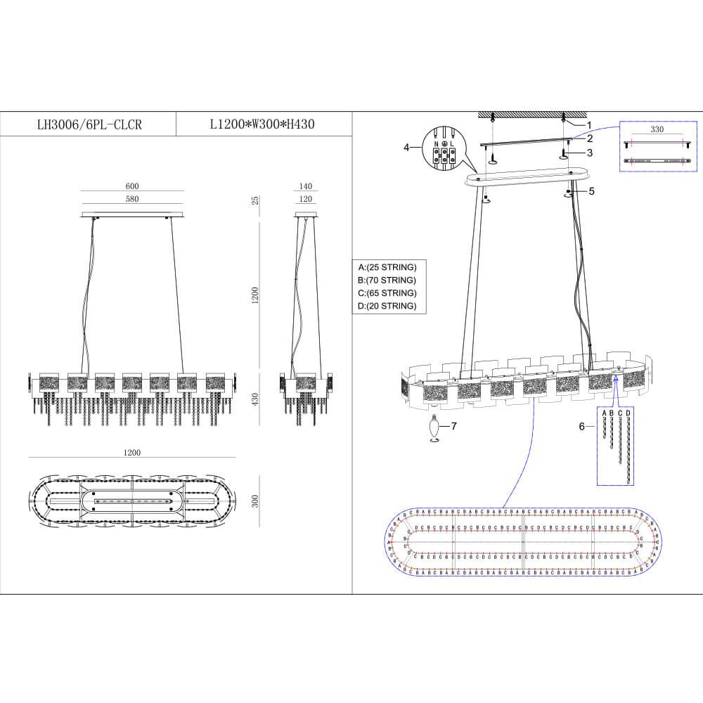 Подвесная люстра Lumien Hall Britta LH3006/6PL-CLCR в Санкт-Петербурге