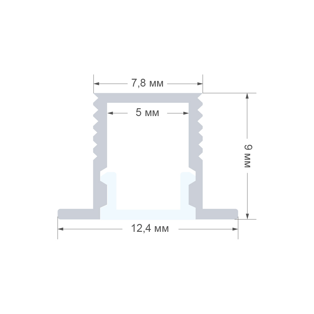 Профиль П-образный встраиваемый Apeyron ширина ленты до 5мм (рассеиватель, заглушки - 2шт, крепеж - 4шт) 08-39 в Санкт-Петербурге