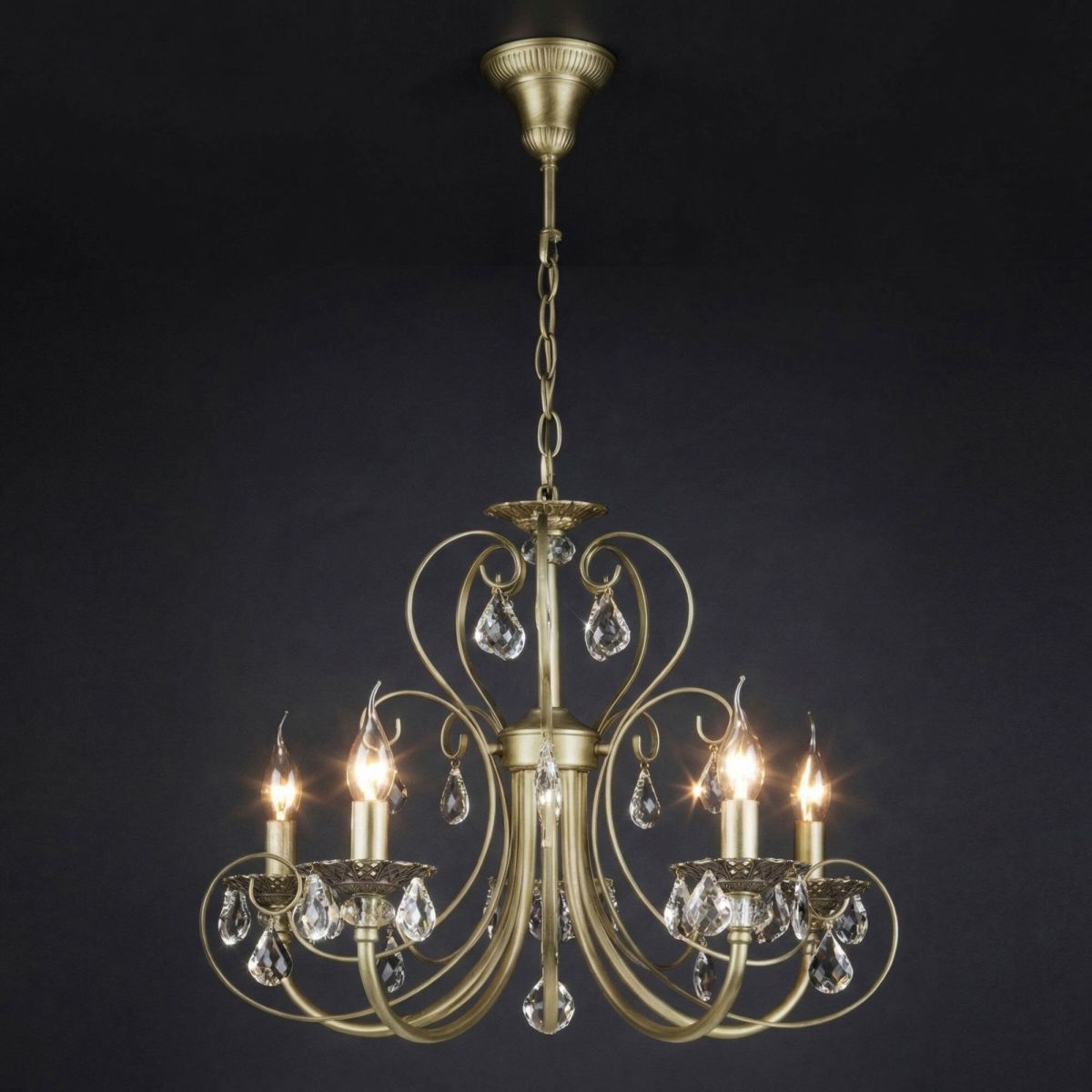 Подвесная люстра Eurosvet Alda 3305/5 латунь/прозрачный хрусталь Strotskis a072114 в Санкт-Петербурге