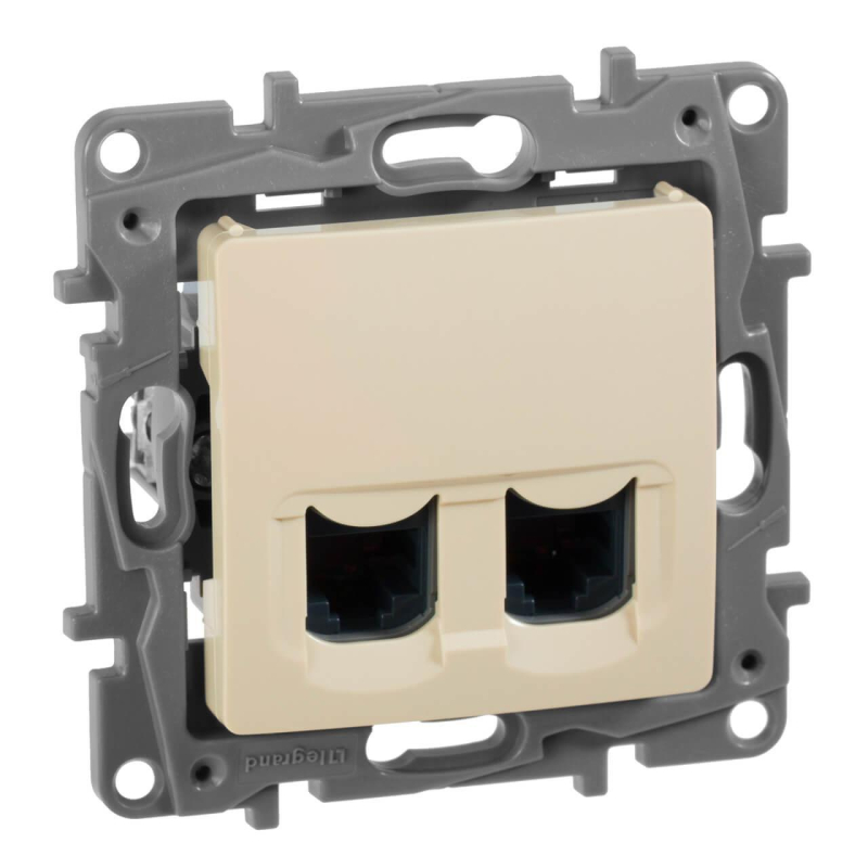 Розетка компьютерная 2хRJ45 Legrand Etika 5 кат UTP слоновая кость 672355 в Санкт-Петербурге