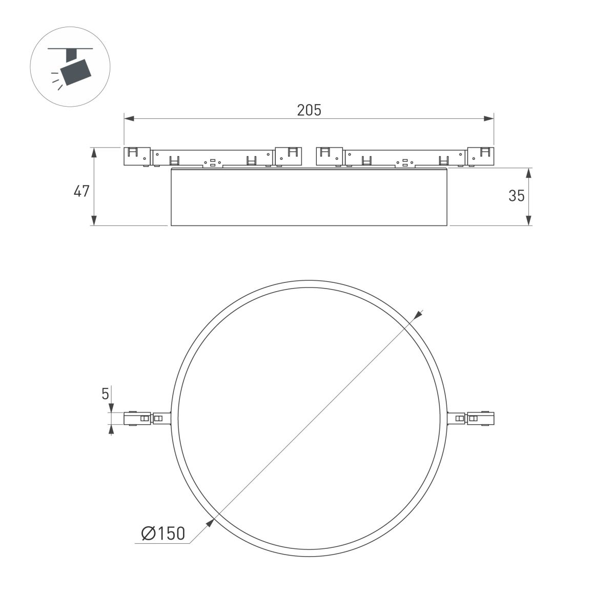 Трековый магнитный светильник Arlight MAG-MICROCOSM-RONDO-R150-15W Warm3000 (WH, 90 deg, 24V) (IP20 Металл) 051824 в #REGION_NAME_DECLINE_PP#
