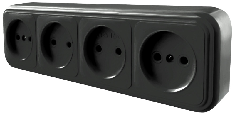 Розетка 4-местная Stekker PST16-60-20 (RA 16-464-Ч) 39702 в Санкт-Петербурге