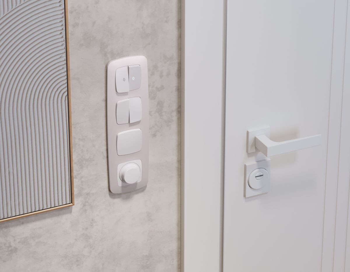 Комплект механизма 2-клавишного перекрестного выключателя Ambrella Volt 10A-250V OMEGA MO123030 Белый матовый QUANT (OP1230, VM125) в Санкт-Петербурге