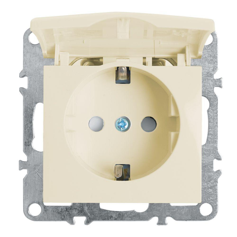 Розетка Stekker Эрна с/з 16A 250V с крышкой защитной шторкой слоновая кость PST16-9112-02 39330 в Санкт-Петербурге