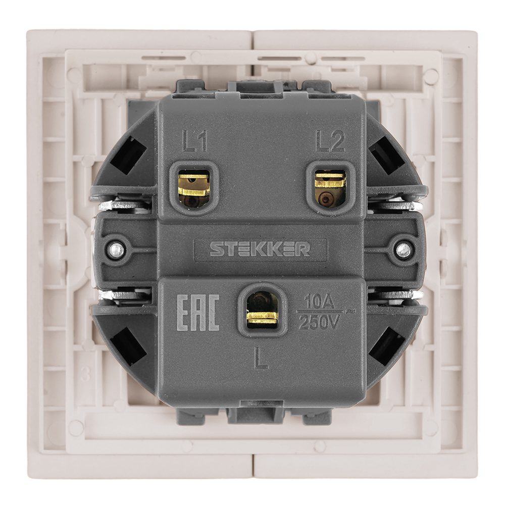 Выключатель 2-клавишный (механизм) Stekker Мия 250В 10А RSW10-3104-08 пудровый жемчуг 50473 в Санкт-Петербурге