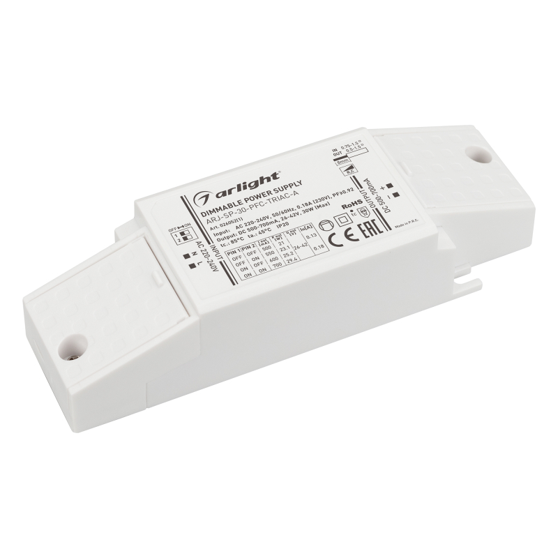 Блок питания Arlight ARJ-SP-30-PFC-Triac-INS (30W, 26-42V, 0.5-0.7A) 026052(1) в Санкт-Петербурге