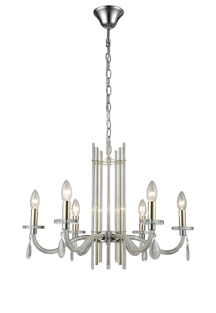 Подвесная люстра Crystal Lux AURELIO SP6 GOLD+CHROME/TRANSPARENT в #REGION_NAME_DECLINE_PP#