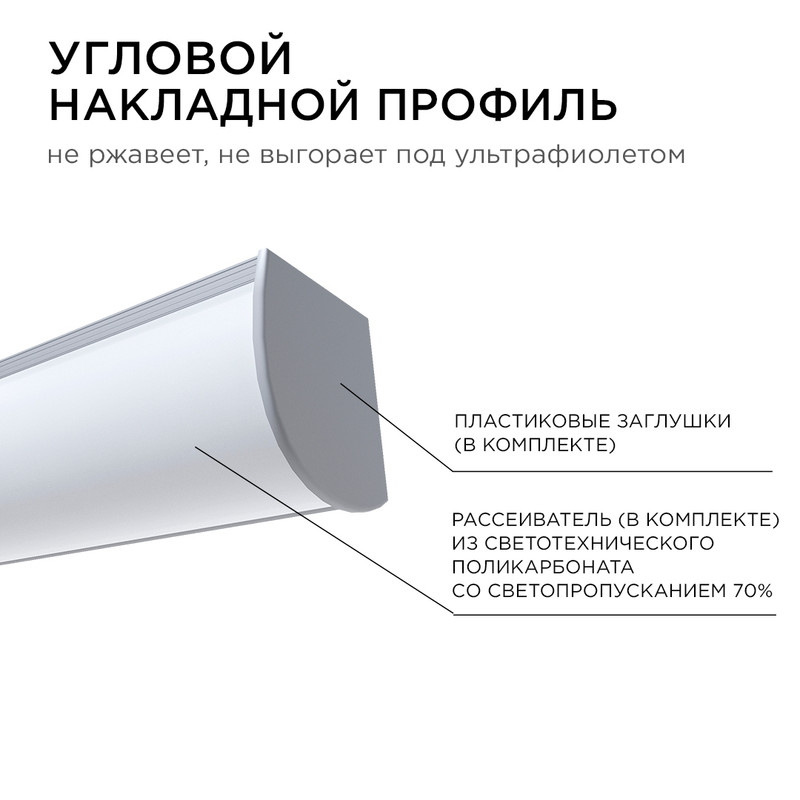 Комплект алюминиевого профиля с рассеивателем Apeyron 08-08-03 в Санкт-Петербурге