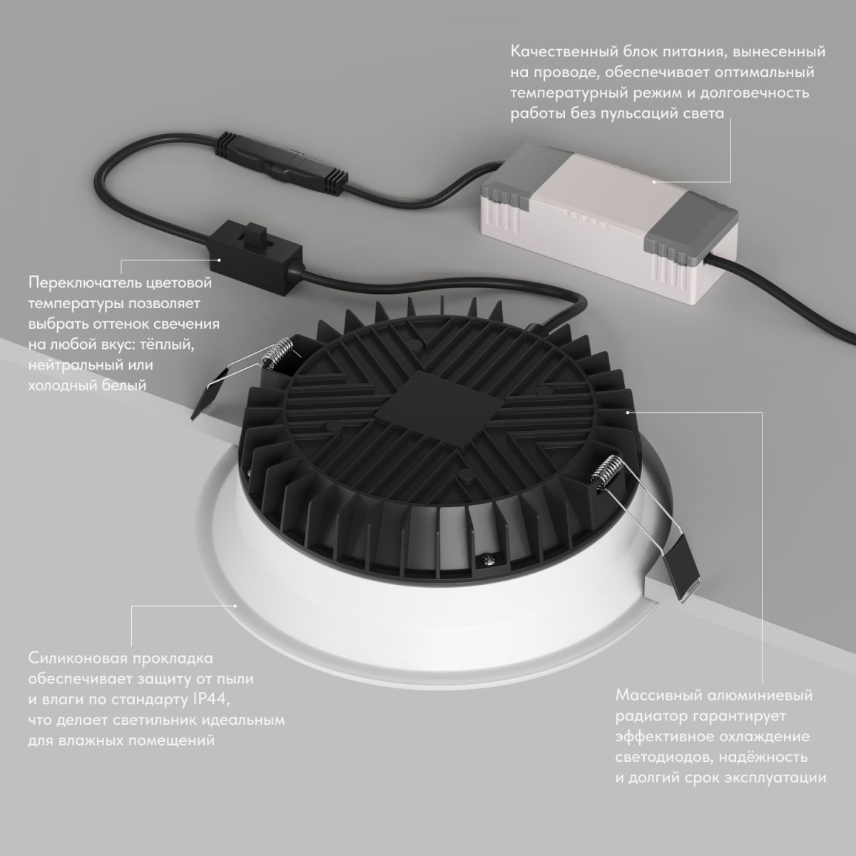 Точечный встраиваемый влагозащищенный светильник Denkirs Trim DK2452-WH в Санкт-Петербурге