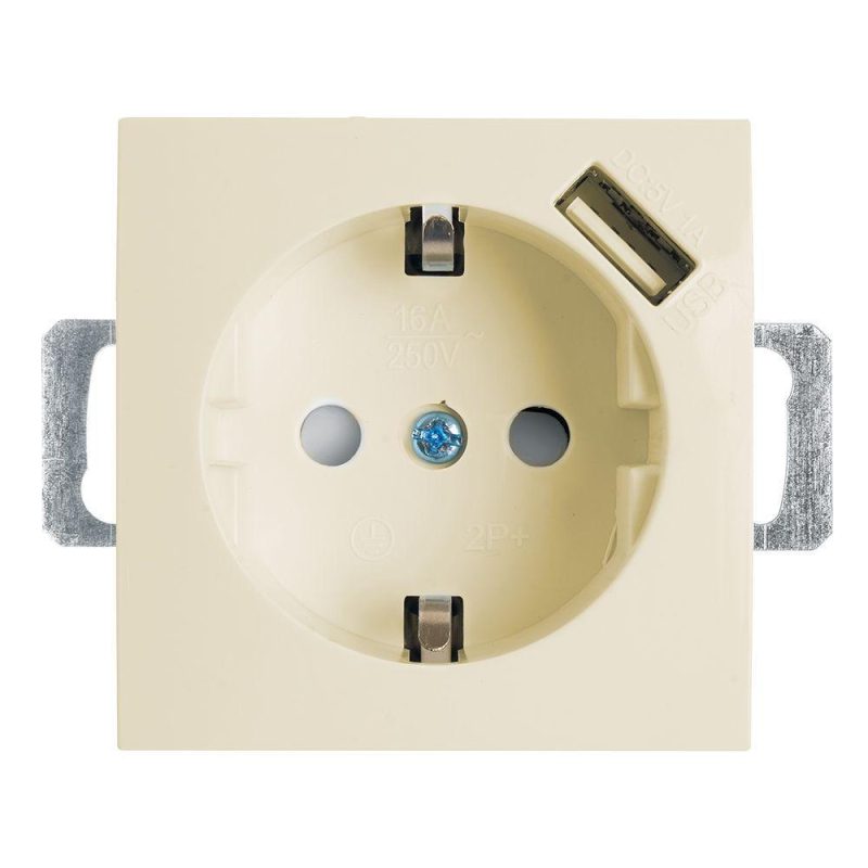 Розетка Stekker Эрна c/з 16A 250V с защитной шторкой и с USB слоновая кость PST16-9111-02 39329 в Санкт-Петербурге