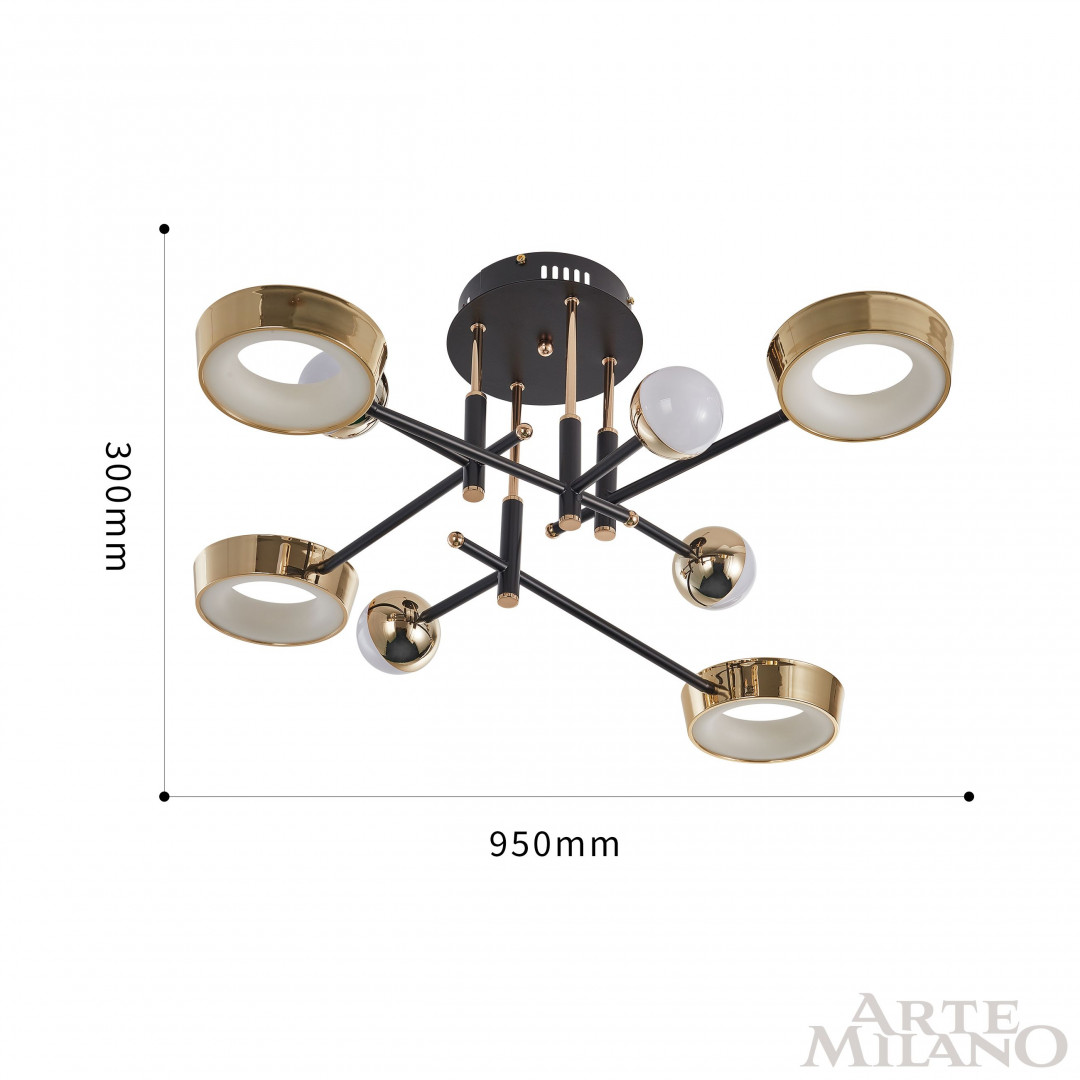 Потолочный светильник Arte Milano Ferrara 273299/8 BK/GD в #REGION_NAME_DECLINE_PP#