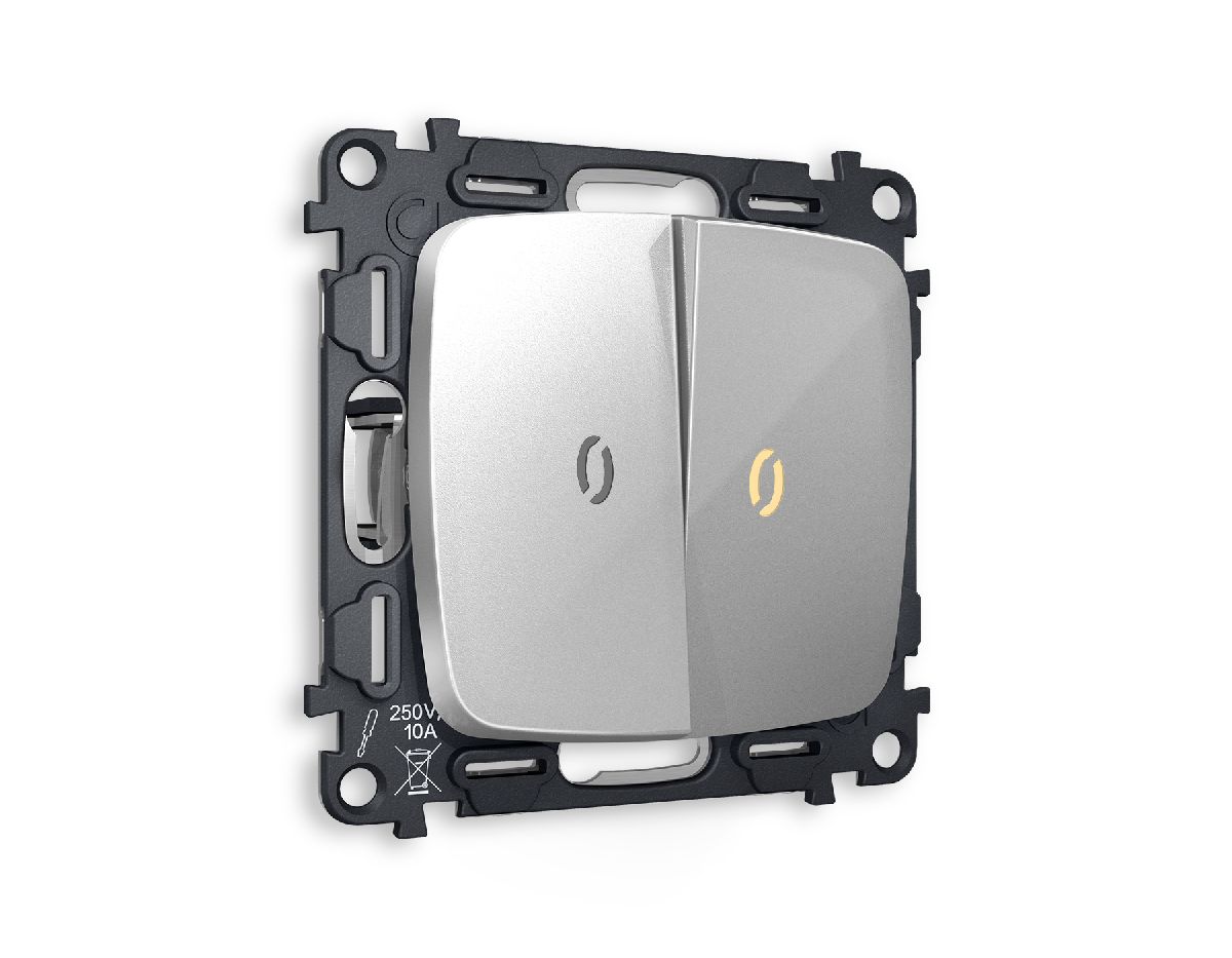 Комплект механизма 2-кл выключателя с подсветкой Ambrella Volt Omega MO404010 в Санкт-Петербурге
