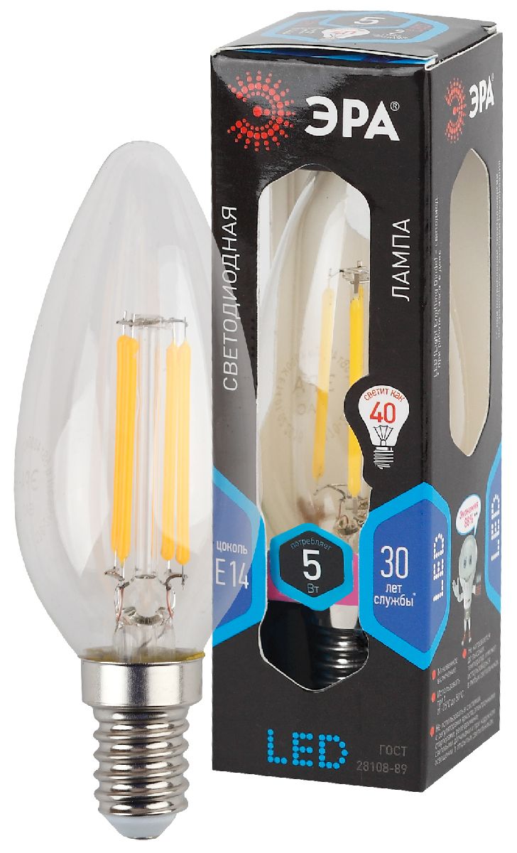 Лампа светодиодная Эра E14 5W 4000K F-LED B35-5W-840-E14 Б0019003 в Санкт-Петербурге