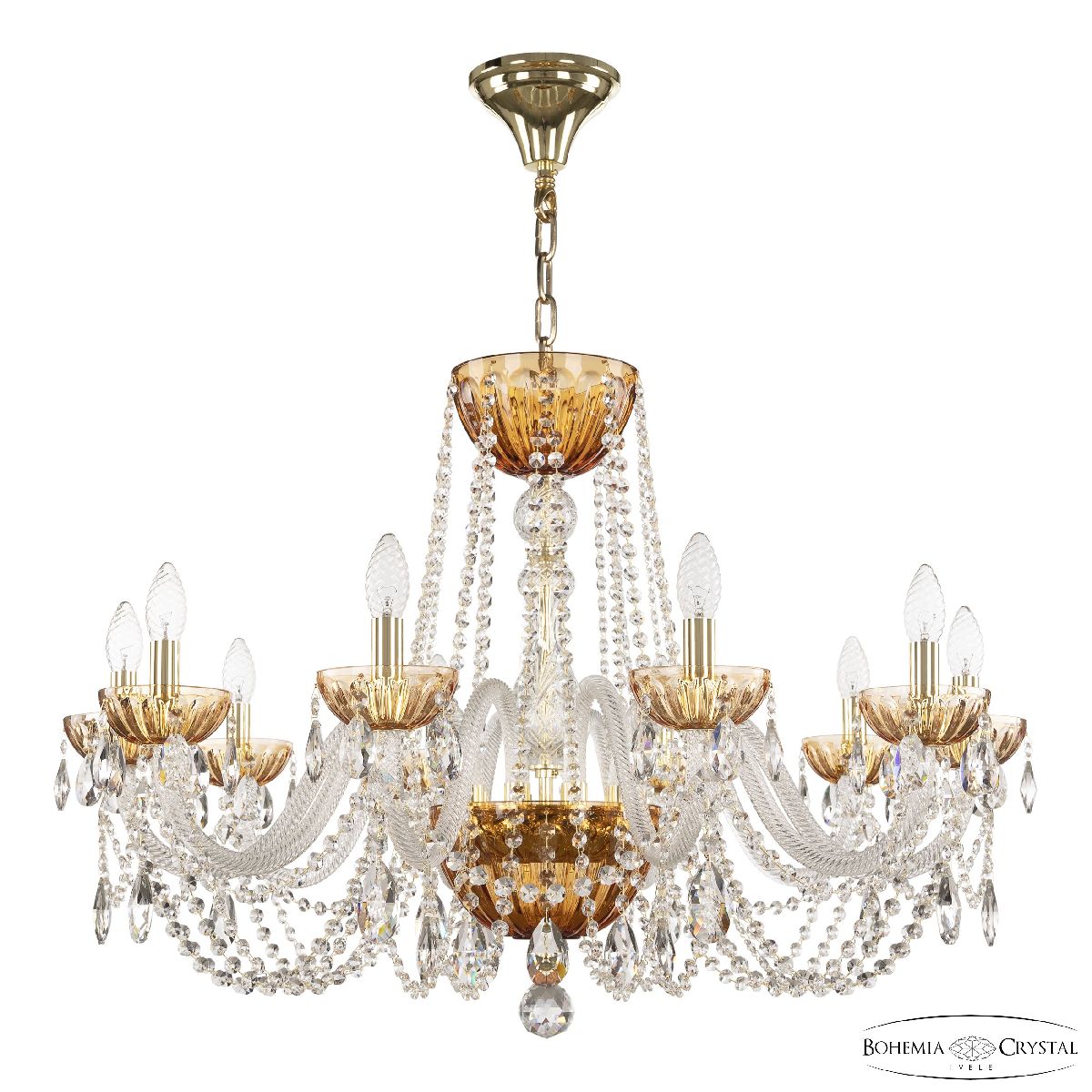 Подвесная люстра Bohemia Ivele Crystal 5402/10/300 G Amber/M-1H в Санкт-Петербурге