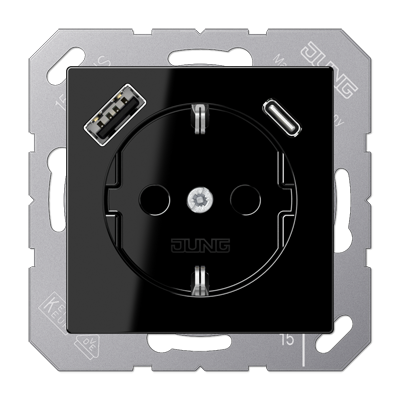 Розетка 2K+З USB Typ AC Jung A1520-15CASW в Санкт-Петербурге