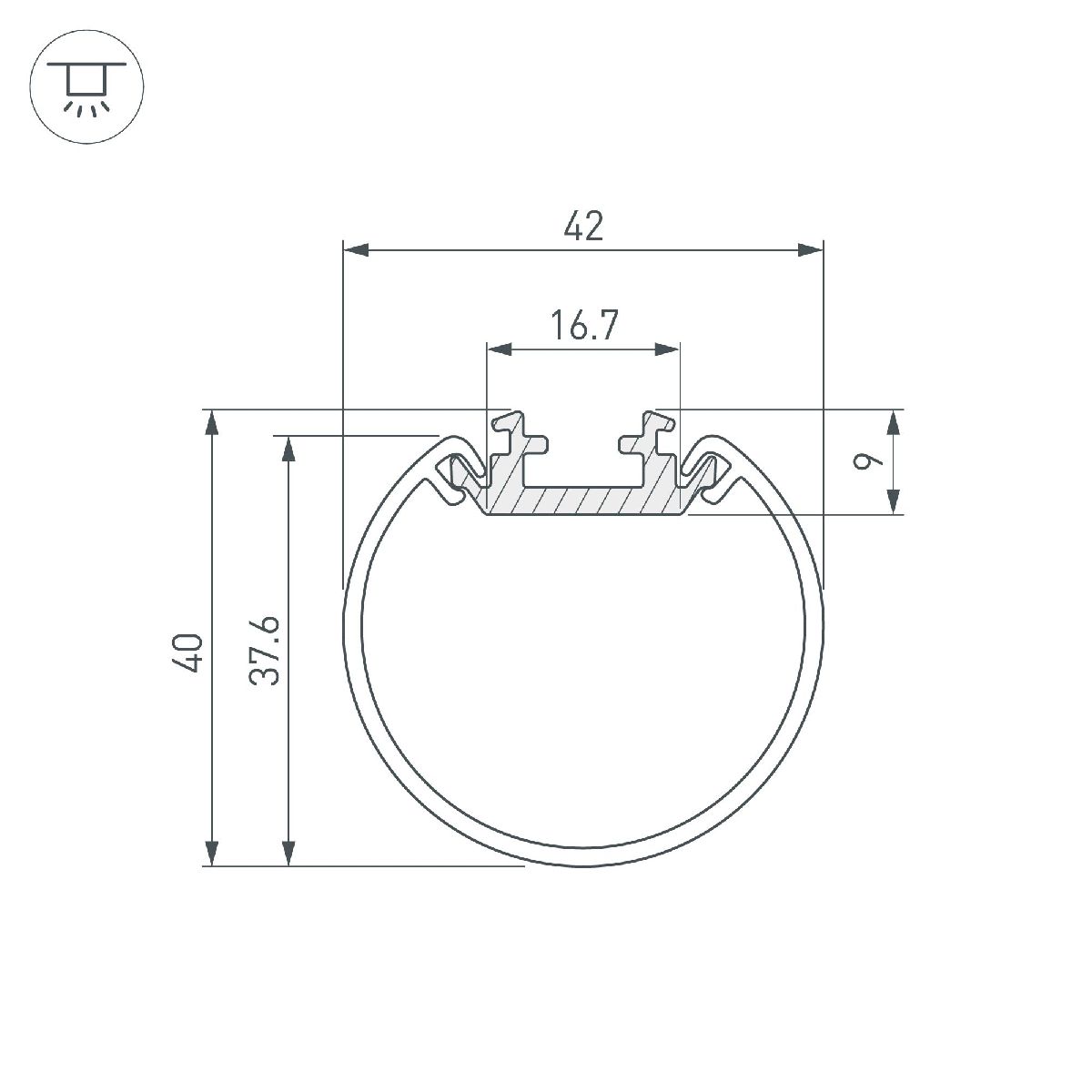 Алюминиевый профиль Arlight ROUND-D40-2000 ANOD 044517 в Санкт-Петербурге