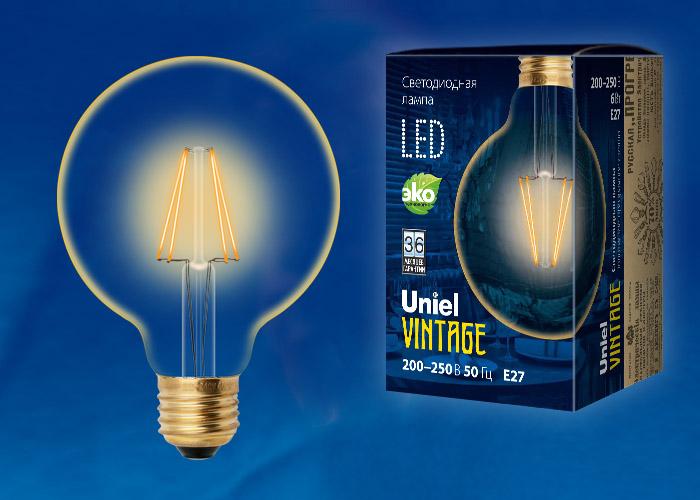 Лампа светодиодная филаментная (UL-00002358) Uniel E27 8W 2250K прозрачная LED-G125-8W/GOLDEN/E27 GLV21GO в #REGION_NAME_DECLINE_PP#