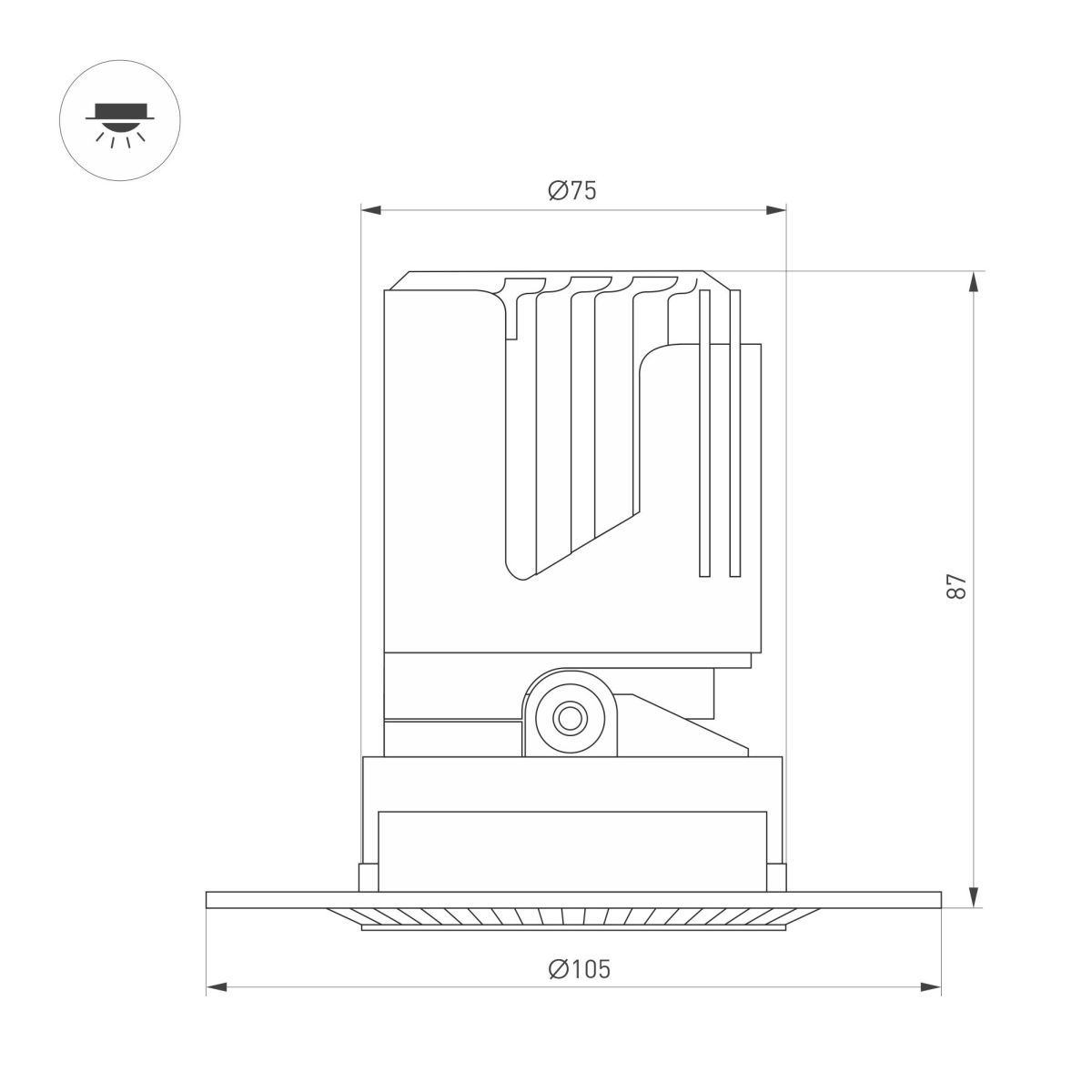 Встраиваемый светильник даунлайт Arlight MS-ARADO-TRIMLESS-R75-12W Warm3000 (WH-WH, 24 deg, 230V) (IP20 Металл) 058773 в Санкт-Петербурге
