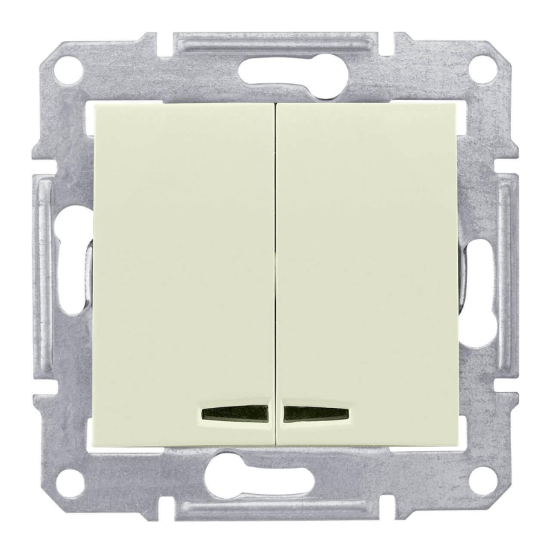 Выключатель двухклавишный с синей подсветкой Schneider Electric Sedna 10A 250V SDN0300347 в Санкт-Петербурге