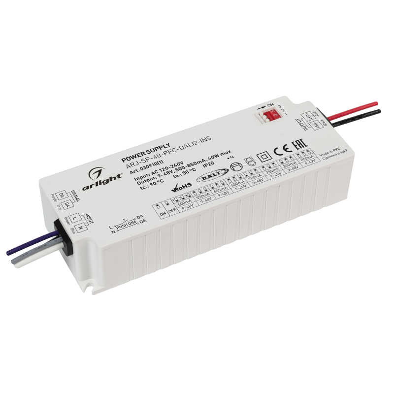 Блок питания Arlight ARJ-SP-40-PFC-DALI2-INS (40W, 9-48V, 0.5-0.85A) 030910(1) в Санкт-Петербурге
