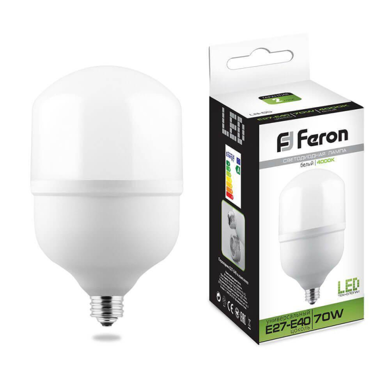 Лампа светодиодная Feron E27-E40 70W 4000K Цилиндр Матовая LB-65 25822 в Санкт-Петербурге