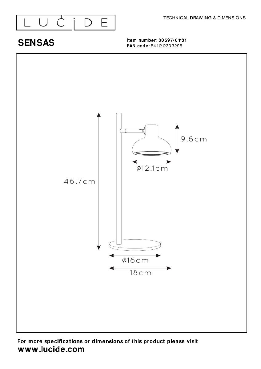 Настольная лампа Lucide Sensas 30597/01/31 в Санкт-Петербурге