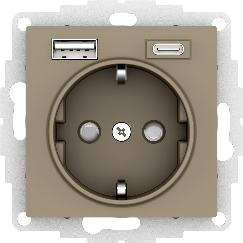 Розетка 16А с USB A+C (5В/2,4А/3 А, 2х5В/1,5А) Systeme Electric AtlasDesign ATN000532 в Санкт-Петербурге