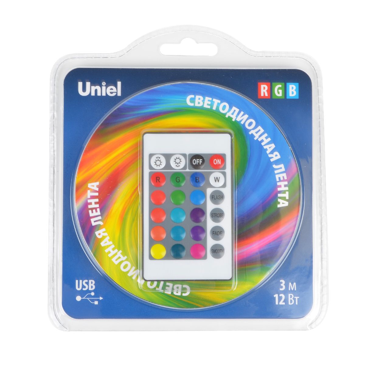 Светодиодная лента Uniel ULS-U12 3M/RGB/1.5M/USB/RC IP20 RUA02C24 блистер UL-00007534 в Санкт-Петербурге