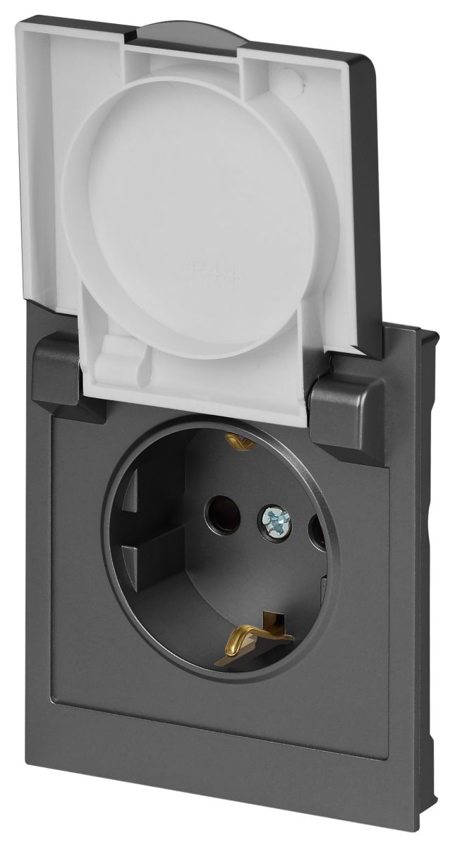 Розетка Эра Arktik 16-2103-06 с заземлением 2P+E Schuko со шторками с крышкой 16А-250В графит Б0070439 в Санкт-Петербурге
