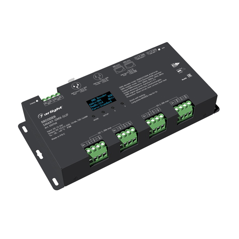 Декодер Arlight Smart-DMX-SUF (12-24V, 12x5A, XLR3, RJ45) 033768 в Санкт-Петербурге